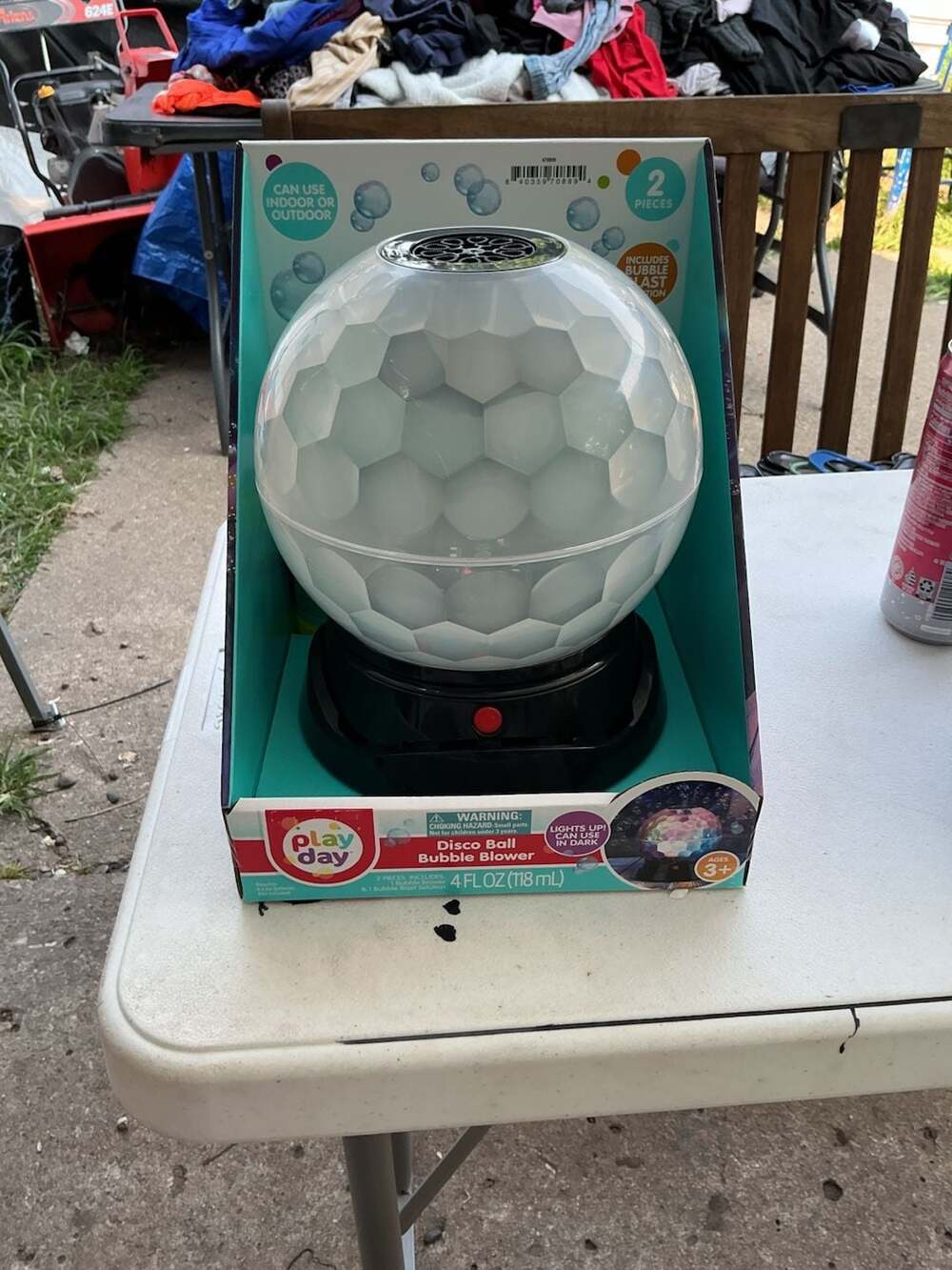 Play Day Light up Disco Ball Bubble Blower with 4 fl oz solution